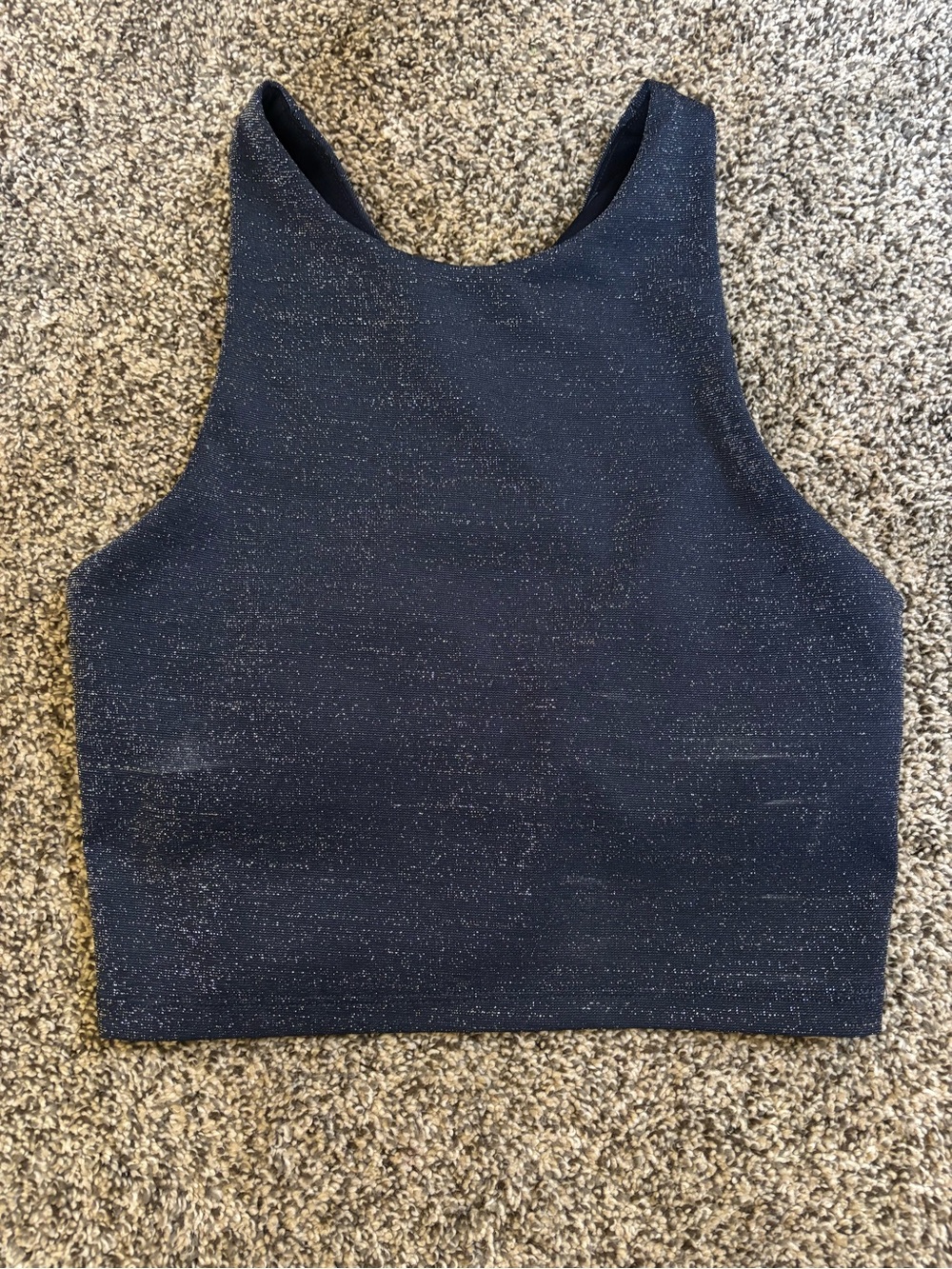 High-Neck Sparkle Crop Top in blue sparkle